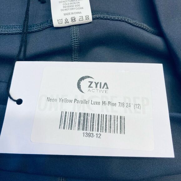 ZYIA Neon Yellow Parallel Luxe‎ High Rise 7/8 24” leggings Size 12 NWT - Picture 10 of 13